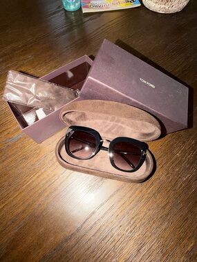 Tom Ford Black Frames with Brown Gradient Lenses Women’s Sunglasses